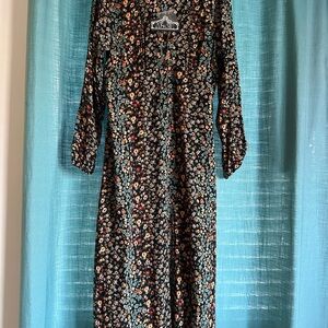 Angie Black Floral Long Sleeve Dress